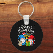 Happy Christmukkah Hanukkah Christmas Gnome Xmas F Sleutelhanger (Voorkant)