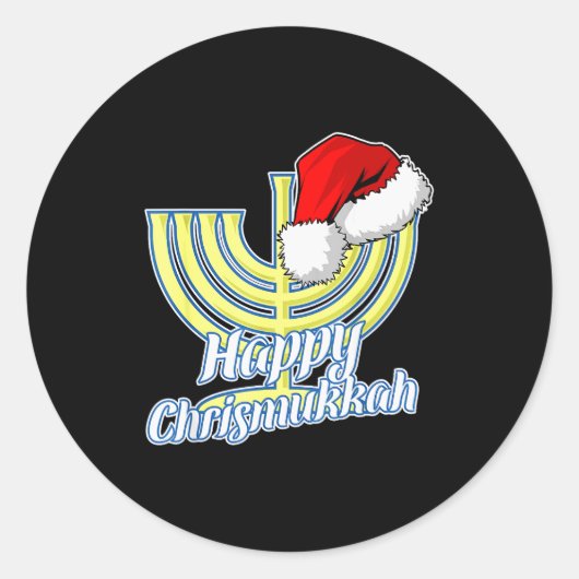Happy Christmukkah Hanukkah Christmas  Ronde Sticker (Voorkant)