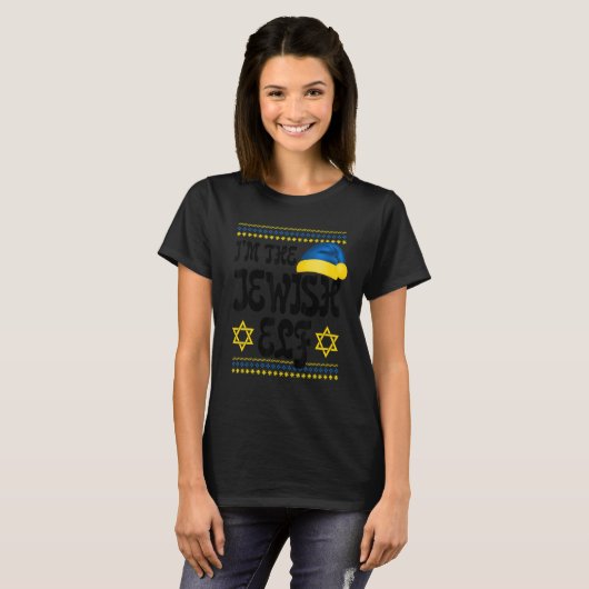 Happy Christmukkah Jewish I'm The Jewish Elf Chris T-shirt (Voorkant volledig)