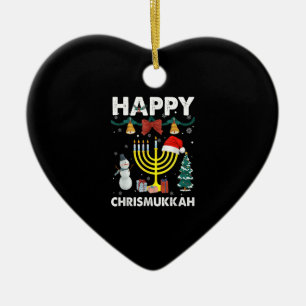 Happy Christmukkah Jewish Kerstkerst Hanukkah Chan Keramisch Ornament
