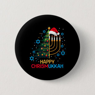 Happy Christmukkah Merry Christmas Chanoeka Joods Ronde Button 5,7 Cm