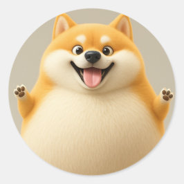 Happy Chubby Cartoon Dog Sticker