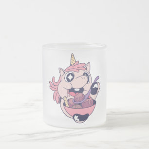 Happy Chubby Unicorn Toddler Eating Ice Cream Matglas Koffiemok