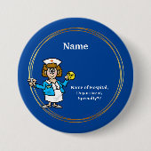 Happy, Chubby Vrouw verpleegster met pil Button (Voorkant)