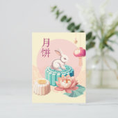 Happy Chuseok Bunny Greeting Briefkaart (Staand voorkant)
