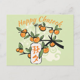 Happy Chuseok met Persimmon Tree, groen Briefkaart