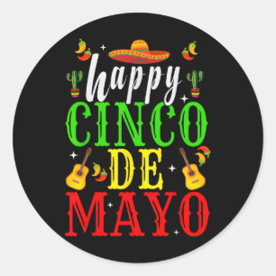 Happy Cinco De Mayo Fiesta Mexicaanse partij 5 De  Ronde Sticker