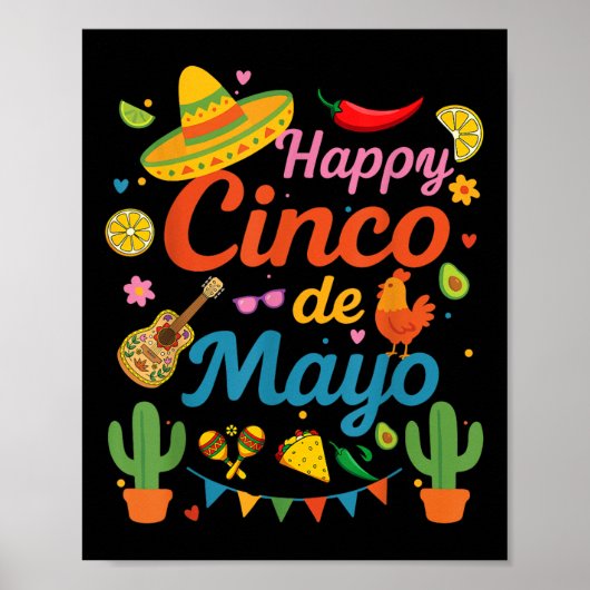 Happy Cinco de Mayo Fiesta Mexicaanse partij Manne Poster (Voorkant)