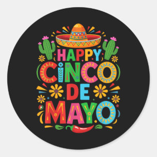 Happy Cinco de Mayo Fiesta Mexicaanse partij Manne Ronde Sticker