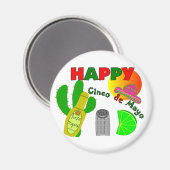 "Happy Cinco de Mayo"-Limoen, Tequila & Salt Desig Magneet (Voorkant / Achterkant)