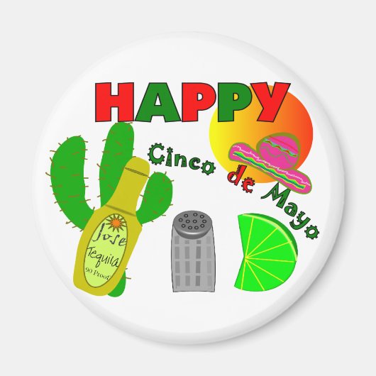 "Happy Cinco de Mayo"-Limoen, Tequila & Salt Desig Magneet (Voorkant)