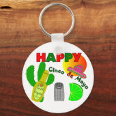 "Happy Cinco de Mayo"-Limoen, Tequila & Salt Desig Sleutelhanger (Voorkant)