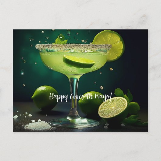 Happy Cinco de Mayo Margarita met Limes Custom Briefkaart (Voorkant)