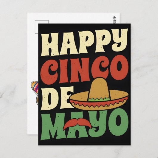 happy-cinco-de-mayo-mexican-festival-cinco-de-mayo briefkaart (Voorkant / Achterkant)