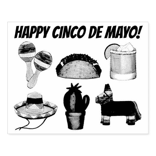 Happy Cinco de Mayo Mexican Fiesta Celebration Rubberstempel (Afrduk)