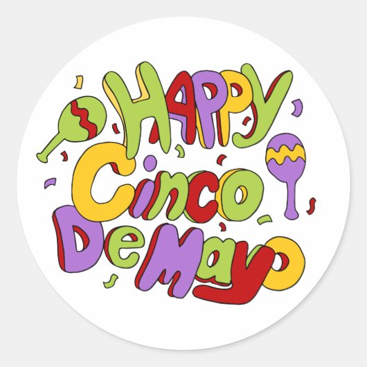 Happy Cinco De Mayo Sticker (Voorkant)
