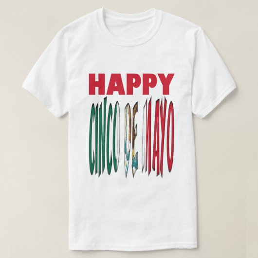 Happy Cinco de Mayo Typografie Mexicaanse kleuren T-shirt (Design voorkant)