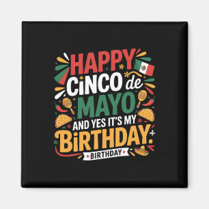 Happy Cinco De Mayo Verjaardag Tacos Kinder Mannen Magneet