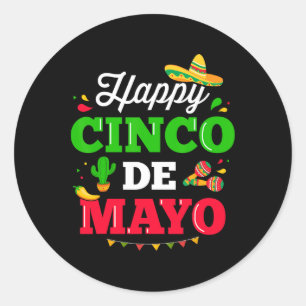 Happy Cinco de Mayo voor Mexicaanse Fiesta Kostuum Ronde Sticker