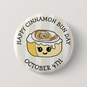 Happy Cinnamon Roll Day 4 oktober Ronde Button 5,7 Cm