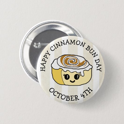 Happy Cinnamon Roll Day 4 oktober Ronde Button 5,7 Cm (Voorkant /achterkant)