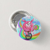 Happy Circus Acrobat Piggy Cyclist Button (Voorkant /achterkant)