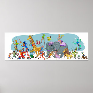 Happy Circus die in de stad komt Poster