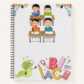 Happy Classroom Kids with Bookworm Teacher Notitieboek (Voorkant)