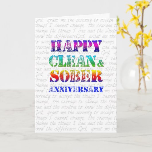 Happy Clean & Sober Jubileum Kaart (Gele Bloem)