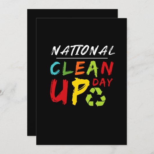 Happy Clean Up Day Cleaning Environmental Save The Date (Voorkant / Achterkant)