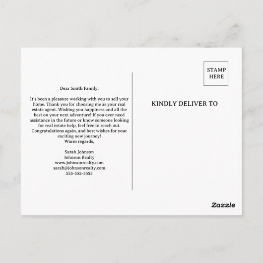 Happy Closing Day Home Verkoper Onroerend goed Briefkaart (Achterkant)