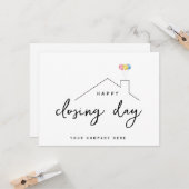 Happy Closing Day Real Estate Balloons Kaart (Voorkant / Achterkant in situ)