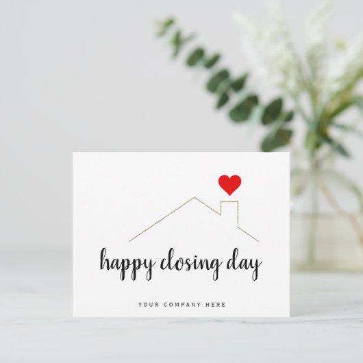Happy Closing Day Real Estate Heart Briefkaart (Staand voorkant)