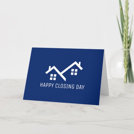 Happy Closing Day Real Estate Modern Blue Notitiekaartje (Voorkant)