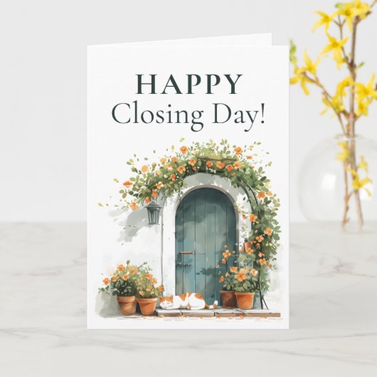 Happy CLOSING Day Real Estate Wenskaart Kaart (Gele Bloem)