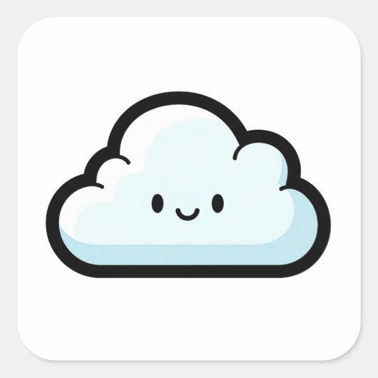 Happy Cloud – Cute Kawaii Illustration Vierkante Sticker (Voorkant)