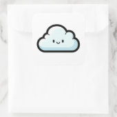 Happy Cloud – Cute Kawaii Illustration Vierkante Sticker (Tas)