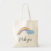 Happy cloud en regenboog, jouw naam in script