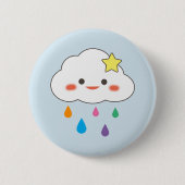 Happy Cloud & Rainbow-druplets Ronde Button 5,7 Cm (Voorkant)