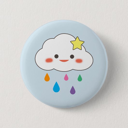 Happy Cloud & Rainbow-druplets Ronde Button 5,7 Cm (Voorkant)
