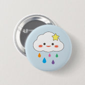 Happy Cloud & Rainbow-druplets Ronde Button 5,7 Cm (Voorkant /achterkant)