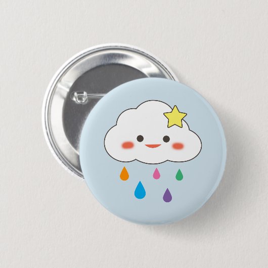 Happy Cloud & Rainbow-druplets Ronde Button 5,7 Cm (Voorkant /achterkant)