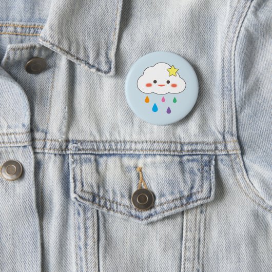 Happy Cloud & Rainbow-druplets Ronde Button 5,7 Cm (In situ)