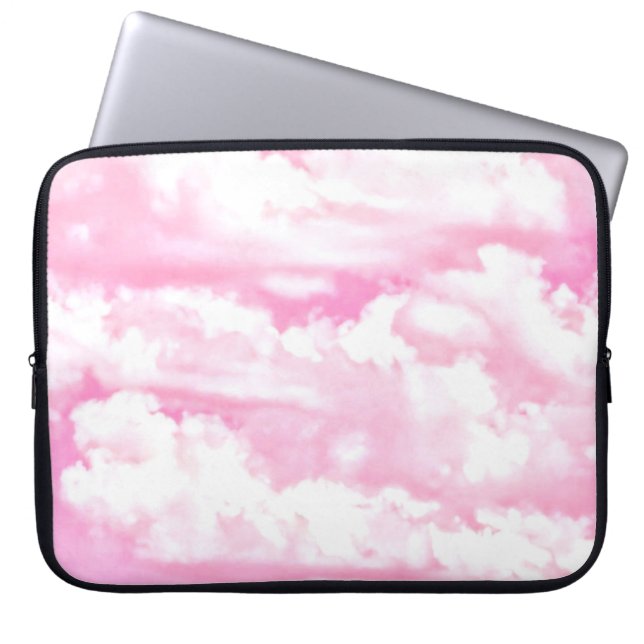 Happy Clouds in Light Roze Laptop Sleeve (Voorkant)