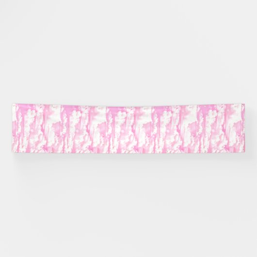 Happy Clouds roze beeldscherm Spandoek (Horizontaal)