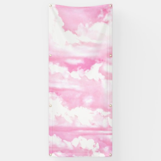 Happy Clouds roze beeldscherm Spandoek (Verticaal)