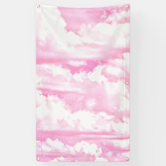 Happy Clouds roze beeldscherm Spandoek (Verticaal)
