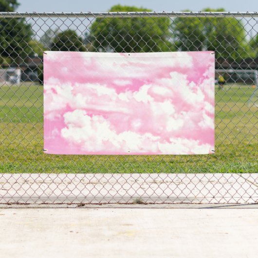 Happy Clouds roze beeldscherm Spandoek (Insitu)