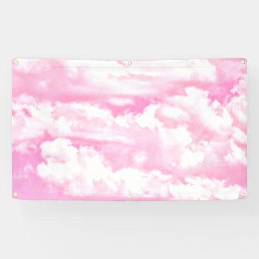 Happy Clouds roze beeldscherm Spandoek (Horizontaal)