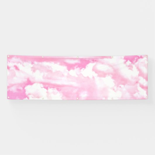 Happy Clouds roze beeldscherm Spandoek (Horizontaal)
